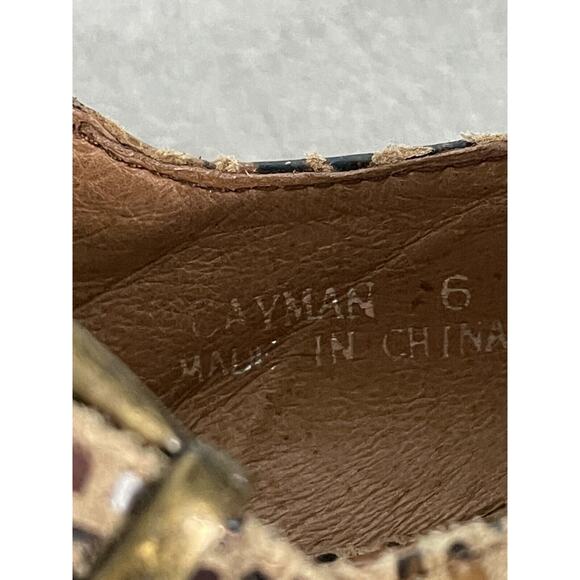 Jeffrey Campbell Cayman 5 Strap Brown Snake Embossed Sandals Women's Size 6 - Picture 11 of 12